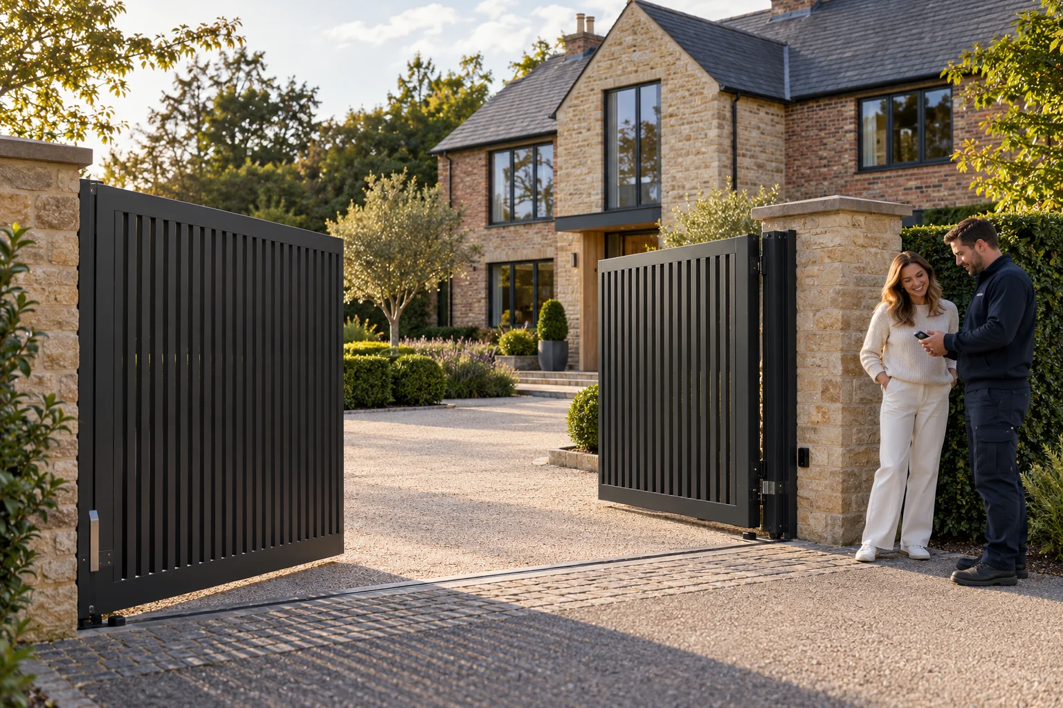 Premium driveway gate, illustrating the forthcoming Deveom explainer